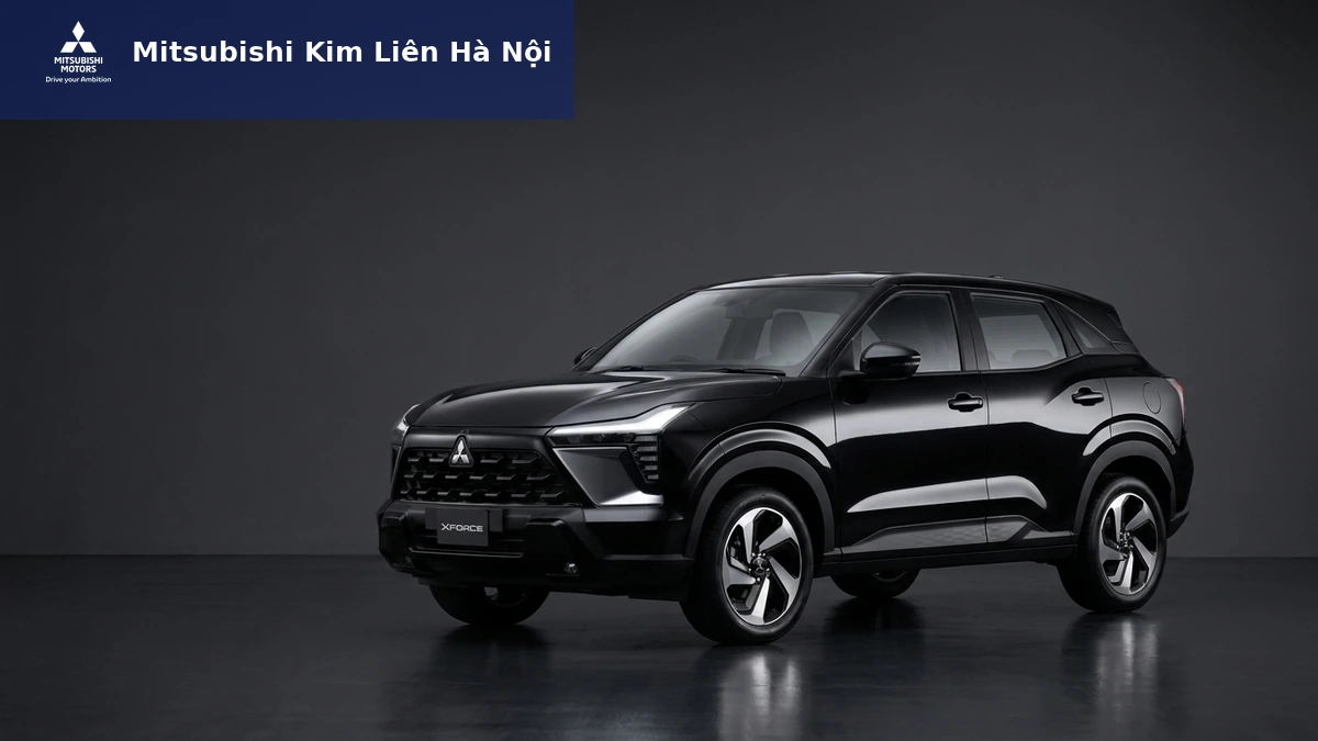 Mitsubishi Xforce GLX màu đen trong studio tối — minh hoạ bài trang bị an toàn